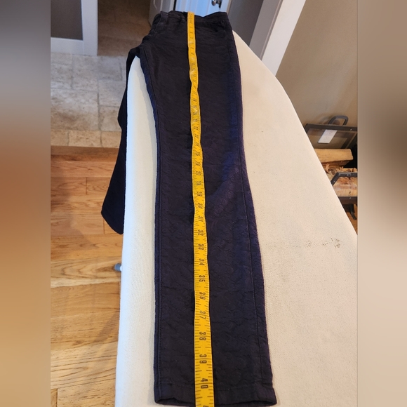 Club Monaco Black Floral Brocade Jeans Pants sz 8 Preppy Flower lace - Picture 7 of 8